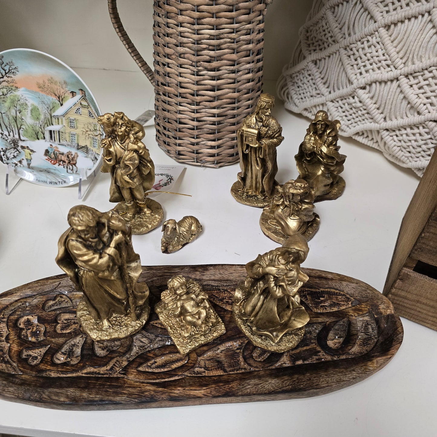 #2 Hand Painted 9 Piece Nativity Set