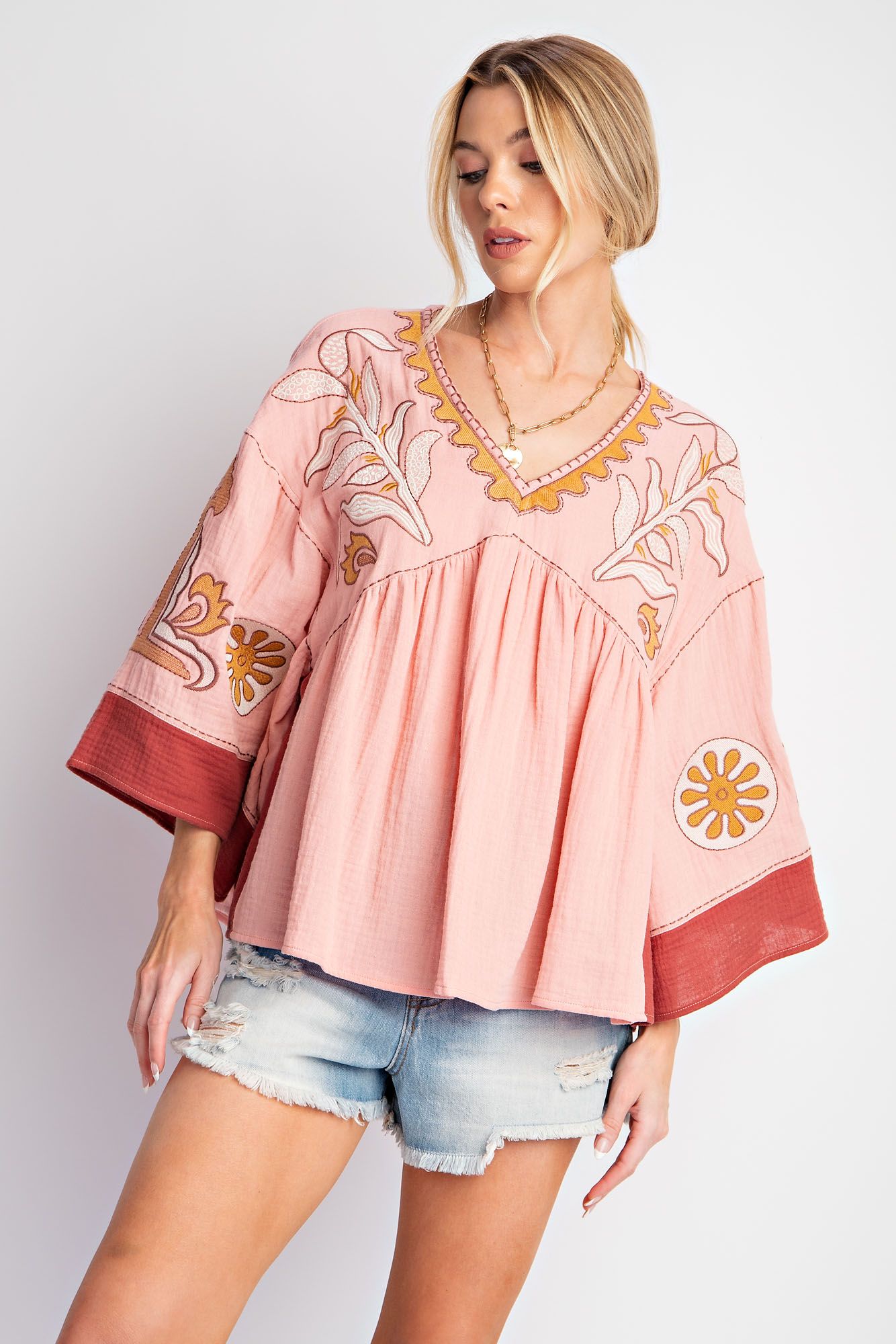 Wonderland Embroidered Blouse 3 Colors (Small to Large)