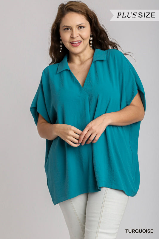Workin' Girl Pleated Blouse (XL to 2X)