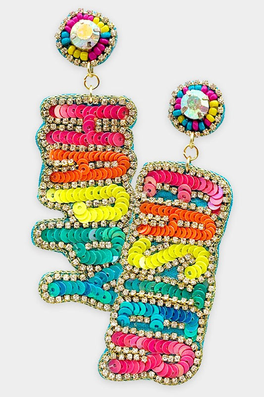 Happy Easter Bright Sequin Earrings