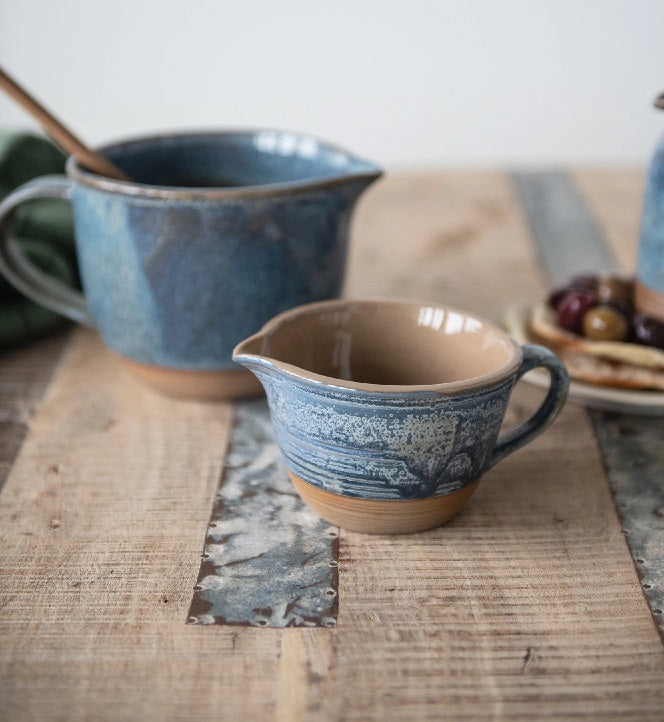 Blue Glazed Stoneware 8 oz Creamer