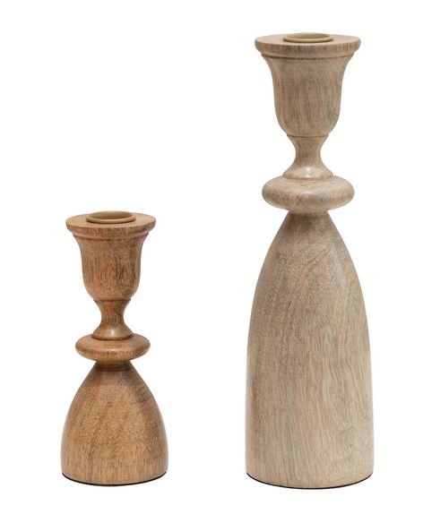 Mango Wood Taper Candle Holders