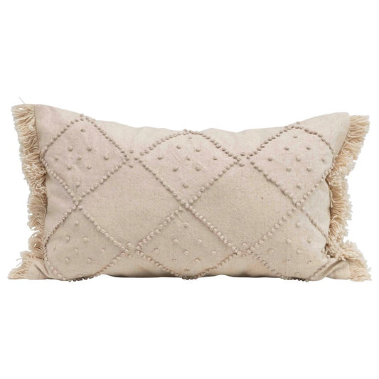 Cream French Knit Lumbar Pillow