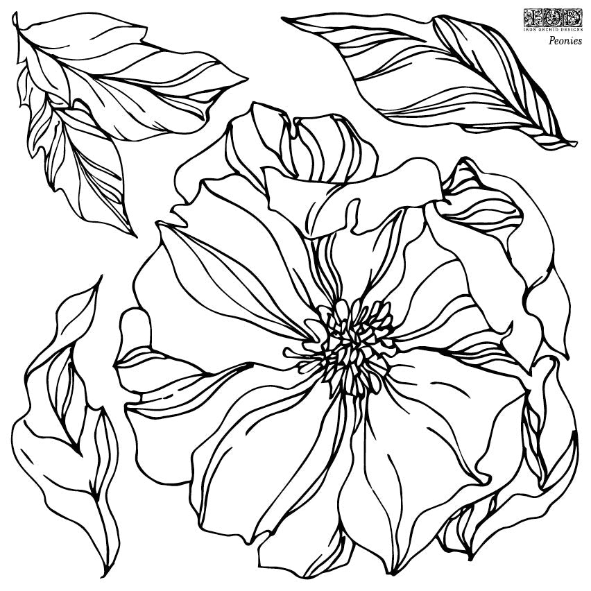 Peonies Stamp by Iron Orchid Designs