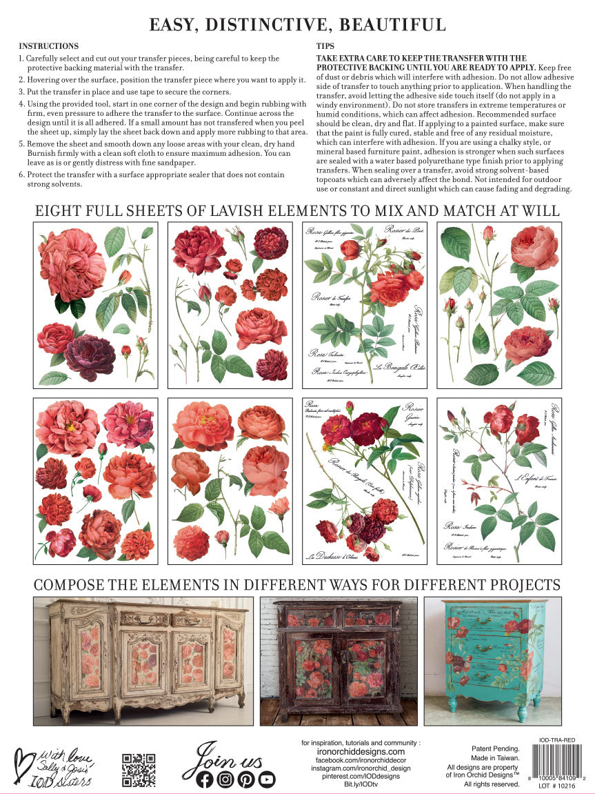 Redoute II Transfer by Iron Orchid Designs