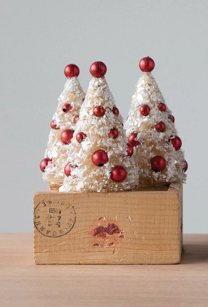 Silver Vintage Bottle Brush Tree, Set of 3