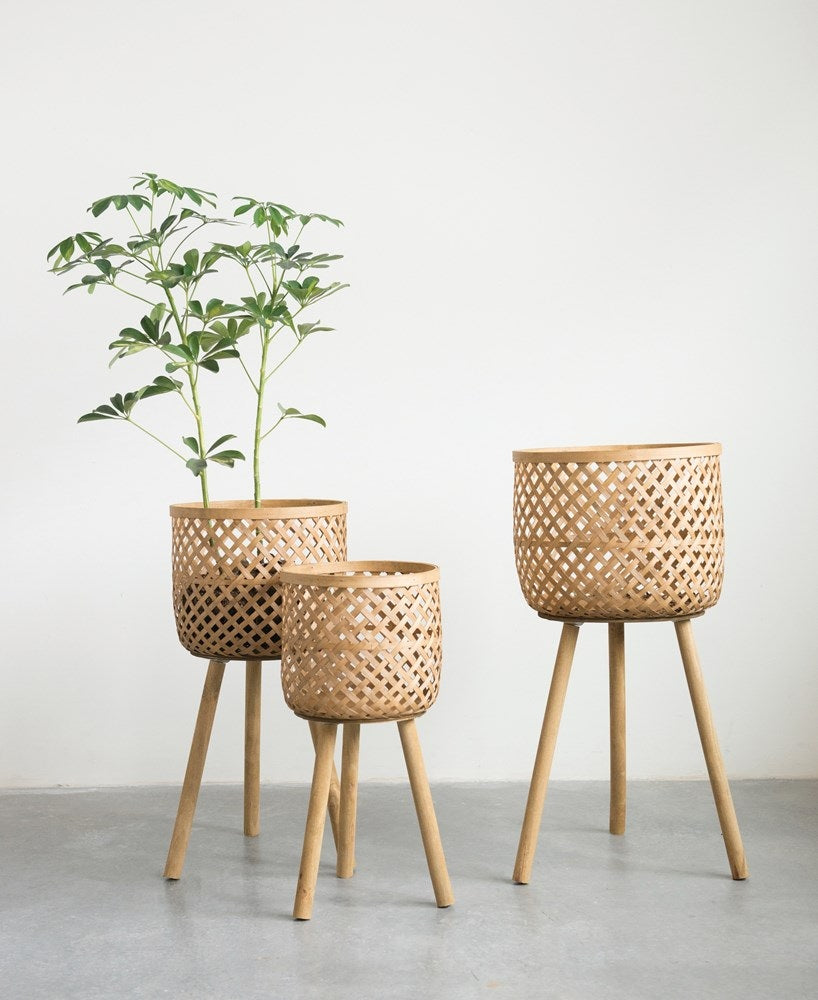 Woven Bamboo Basket Stand (Multiple Sizes)