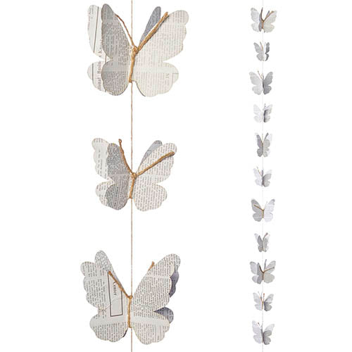 Six foot Paper Book Print Butterfly Garland