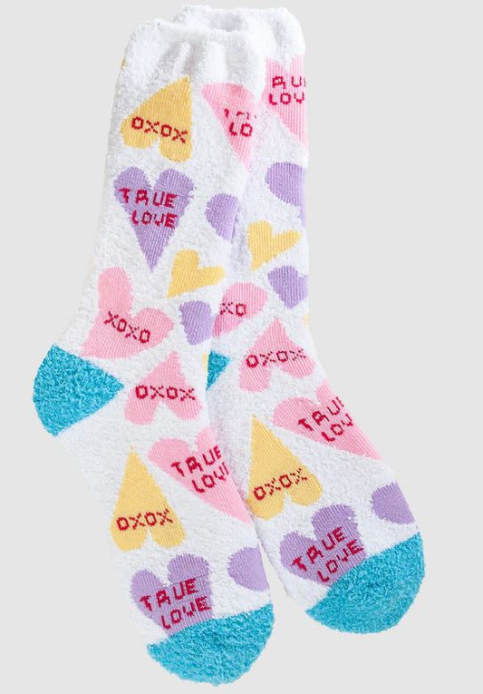 World's Softest Socks Cozy Crew Candy Hearts
