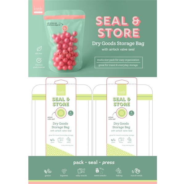 Dry Food Reusable Storage Bag (4pk)