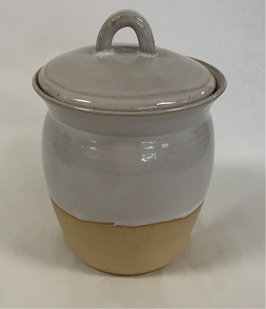Fingerprint Pottery Sugar Jar with Lid (High Cotton)