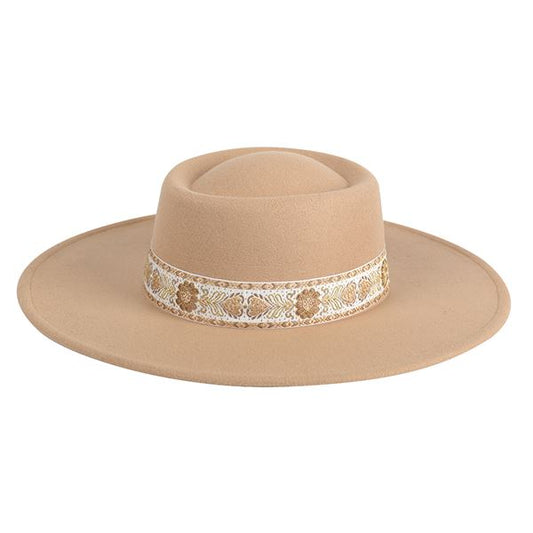 Ripley Floral Band Hat (Tan)