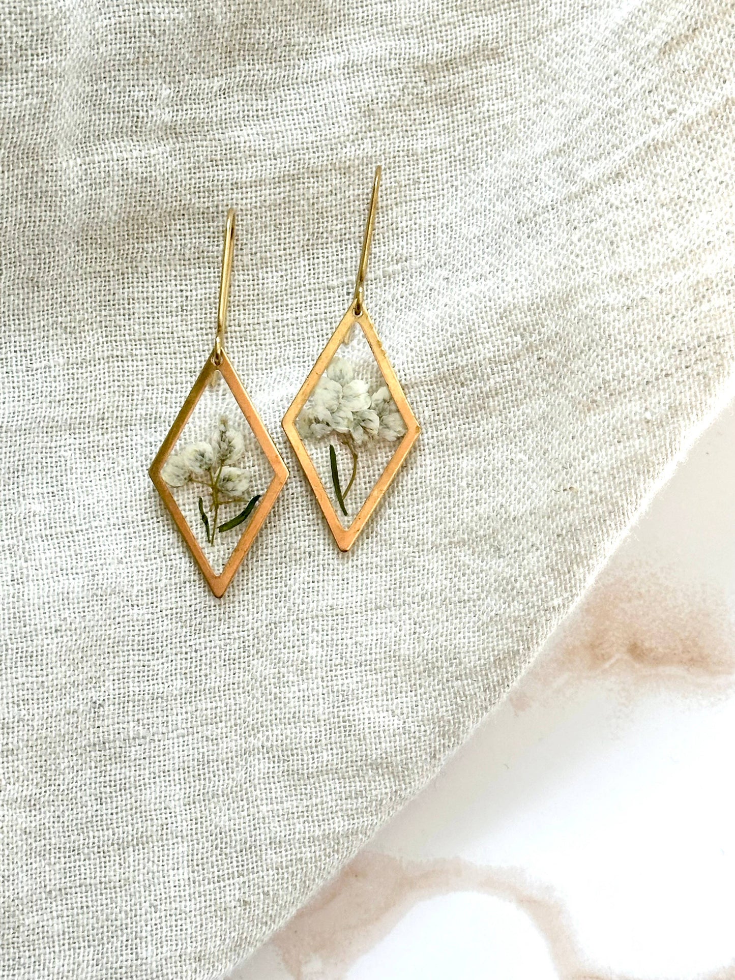 Pressed Flower Jewelry | Minimalist Jewelry | Brass Jewelry