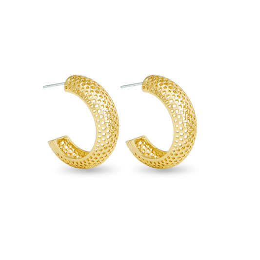 Gold Madelyn Polished Mesh Hoop Earrings