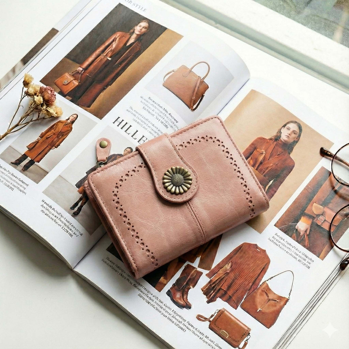 Lena Vegan Leather Laser Cut Out Detail Wallet