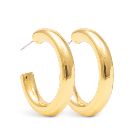 Gold Savannah Polished Hoop Earrings