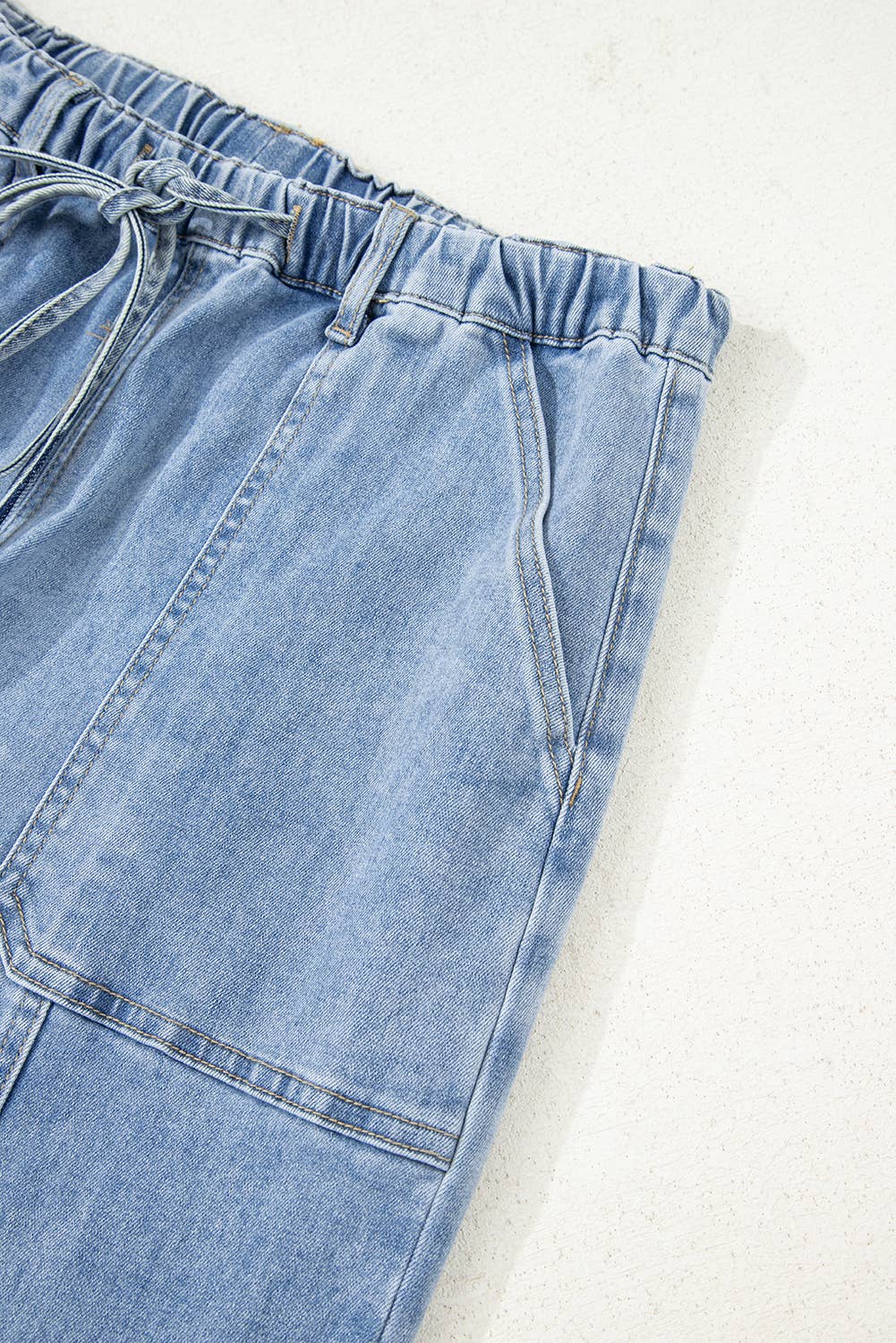 Dancing on the Waves Drawstring Denim Pants (Multiple Washes)