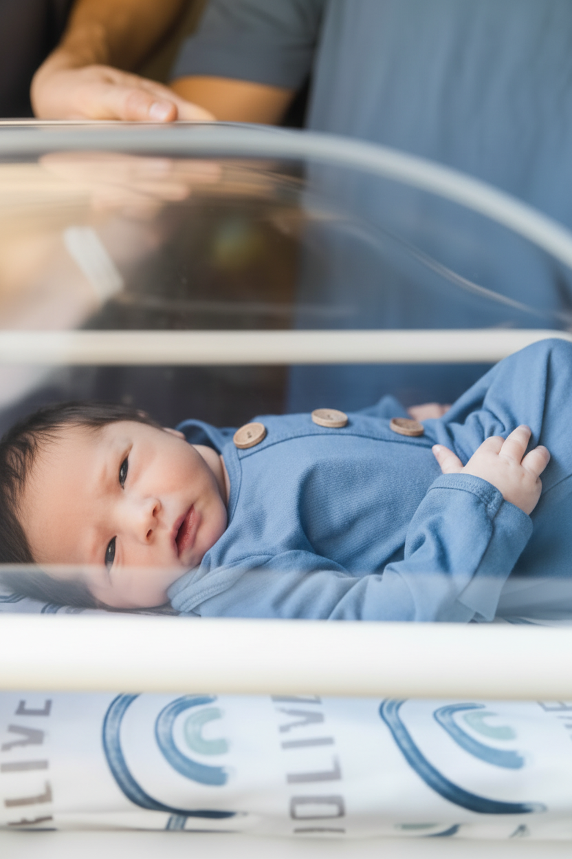 Bamboo Baby Knot Gown & Hat | Solid Dusty Blue