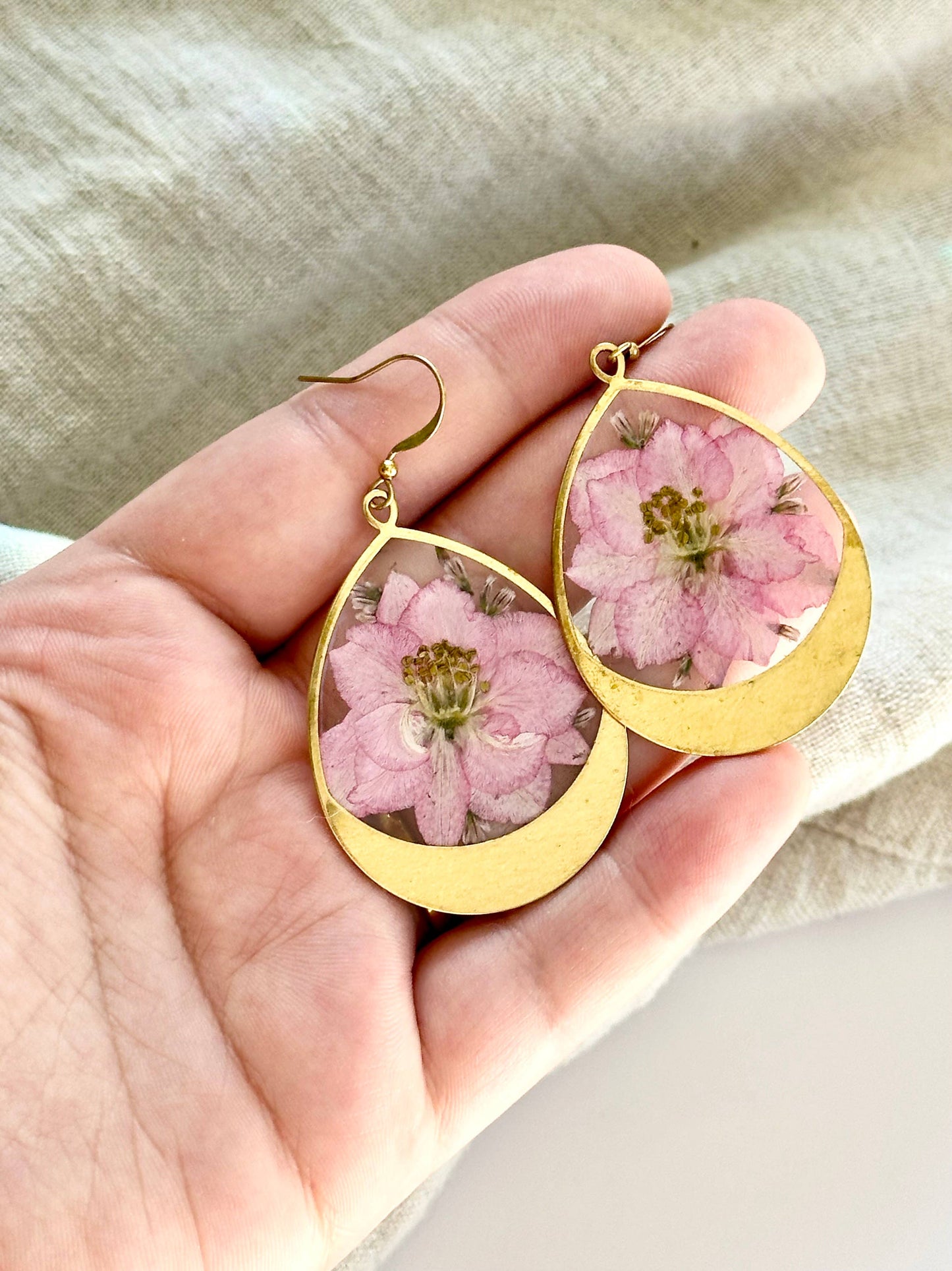 Pressed Flower Jewelry | Minimalist Jewelry | Brass Jewelry