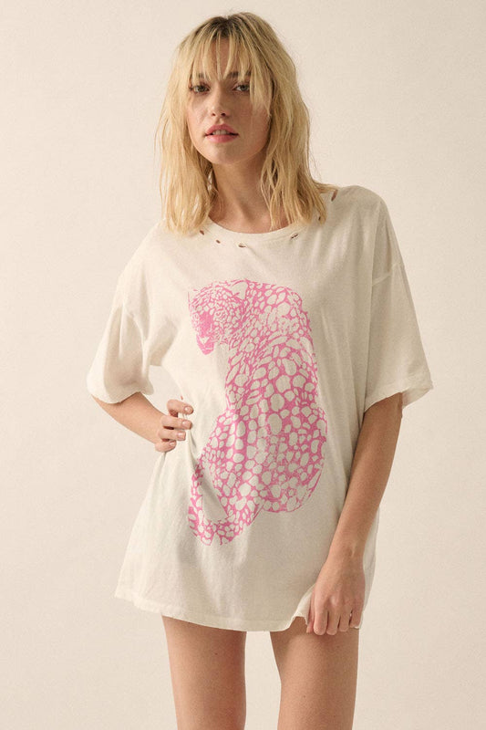 Sitting Pretty in Pink Cheetah Oversized Graphic Tee (Small to Large)