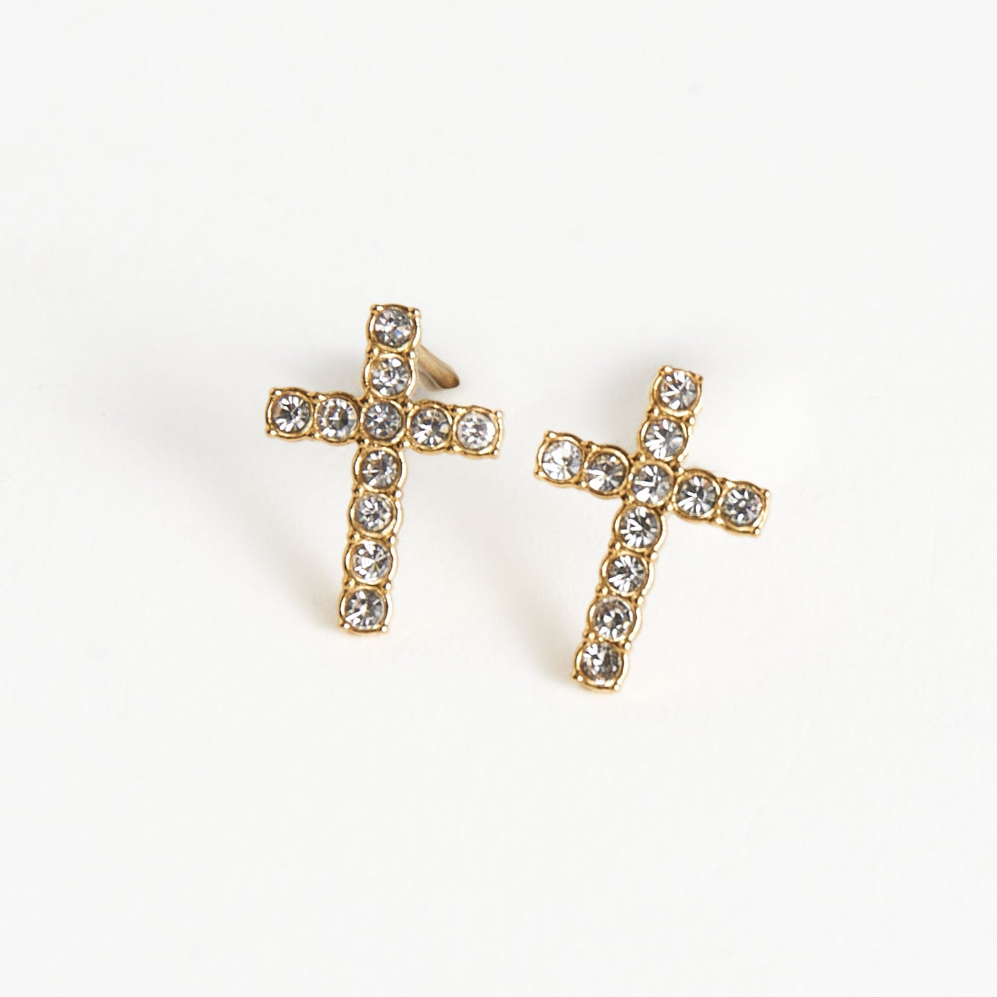 Pave Cross Studs (Gold)