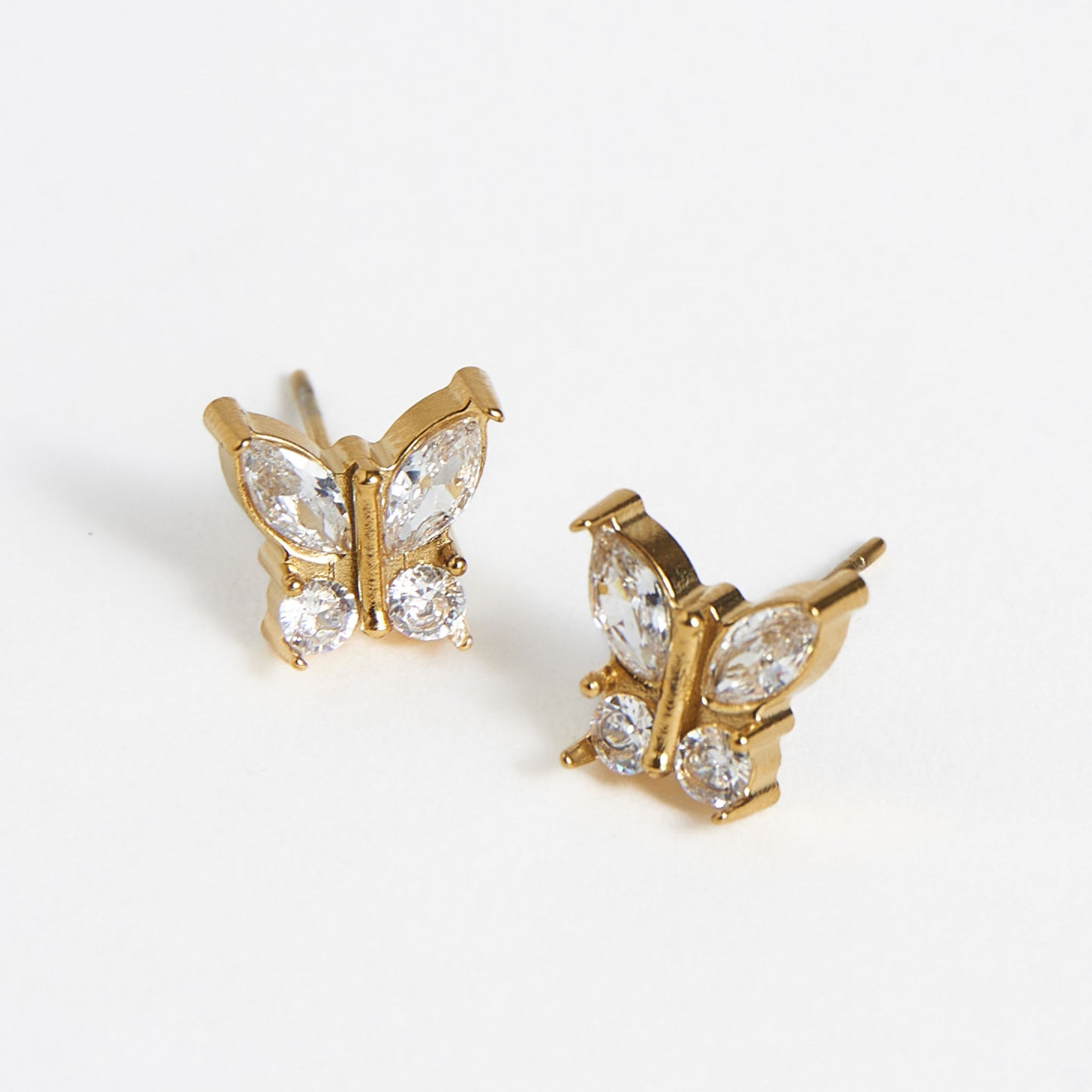 Crystal Butterfly Studs (Gold)