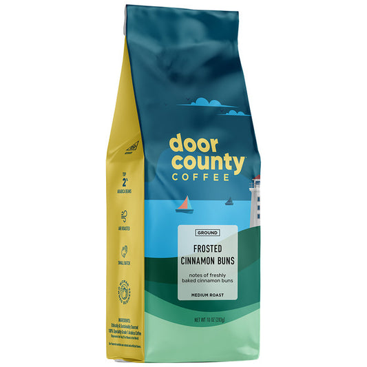 Door County Coffee Frosted Cinnamon Buns 10oz Bag Ground Coffee