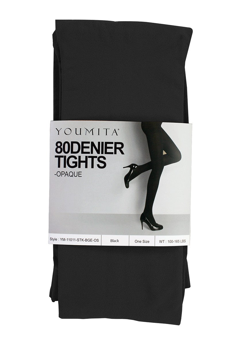 Non-run Opaque Tights with Non-binding Waistband, 2 Colors and Sizes