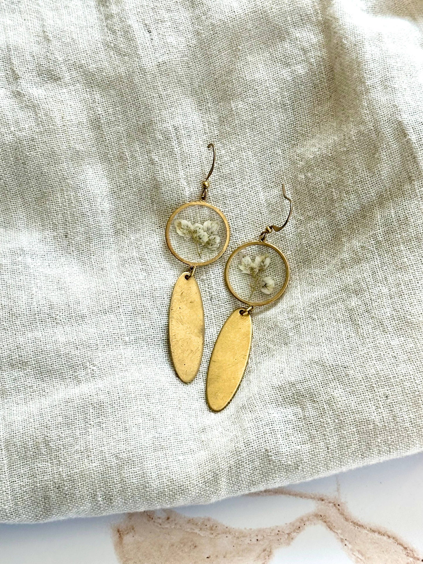 Pressed Flower Jewelry | Minimalist Jewelry | Brass Jewelry