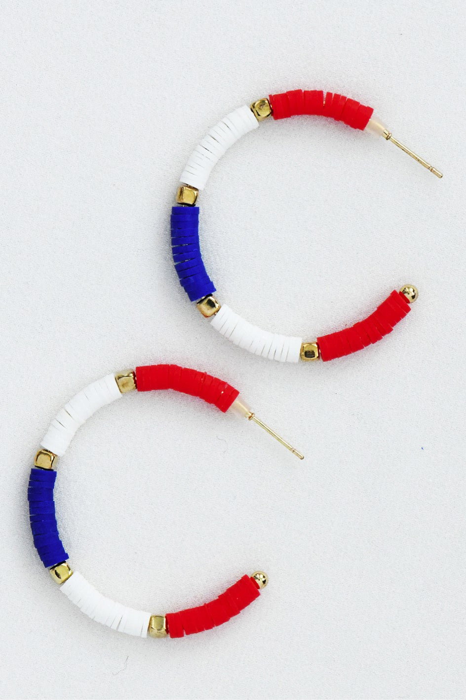 Americana Patriotic Red White Blue Bead Earrings