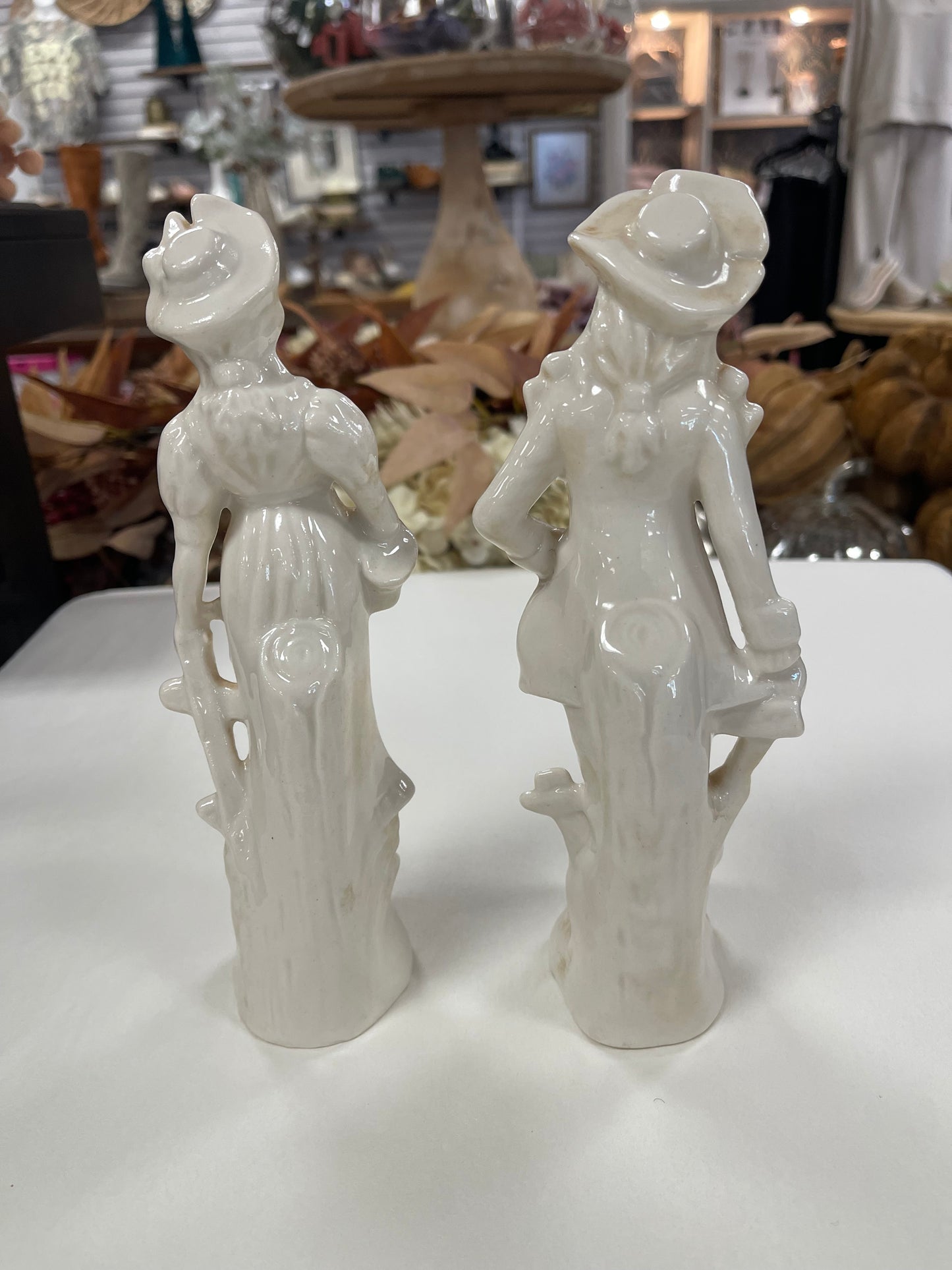 vintage Blanc De Chine man / women pair of Figurines 8”
