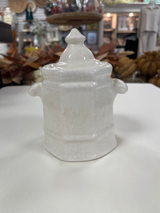 Pfaltzgraff Heritage White Sugar Bowl Collectible Container w Lid & Handles