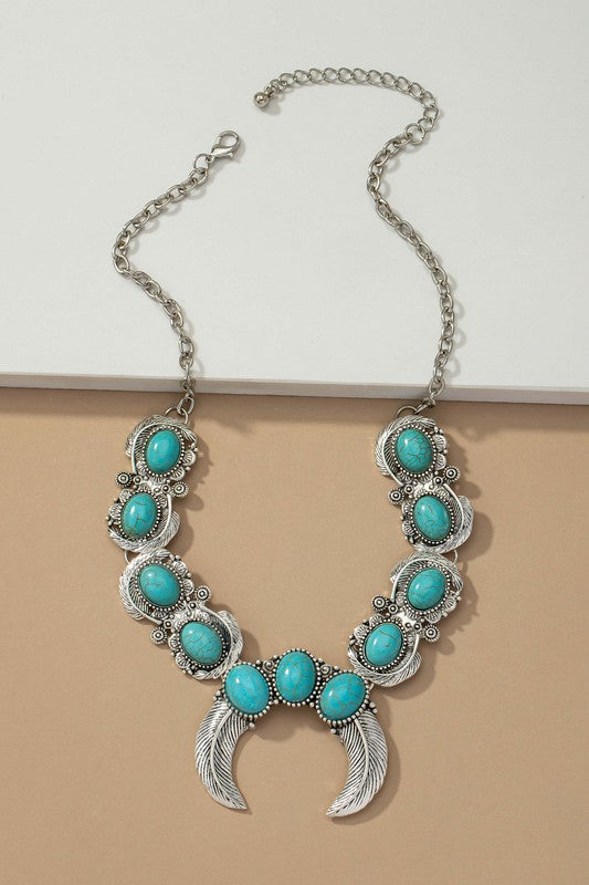 Boho statement necklace with turquoise stones