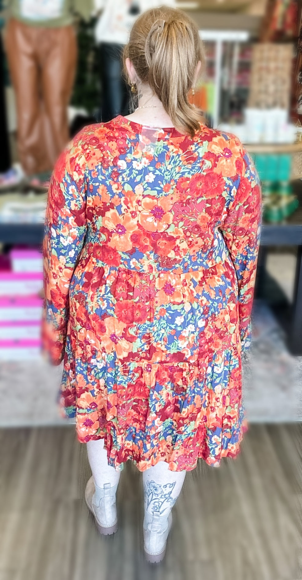 Free Fallin' Floral Print Dress (1X to 3X)