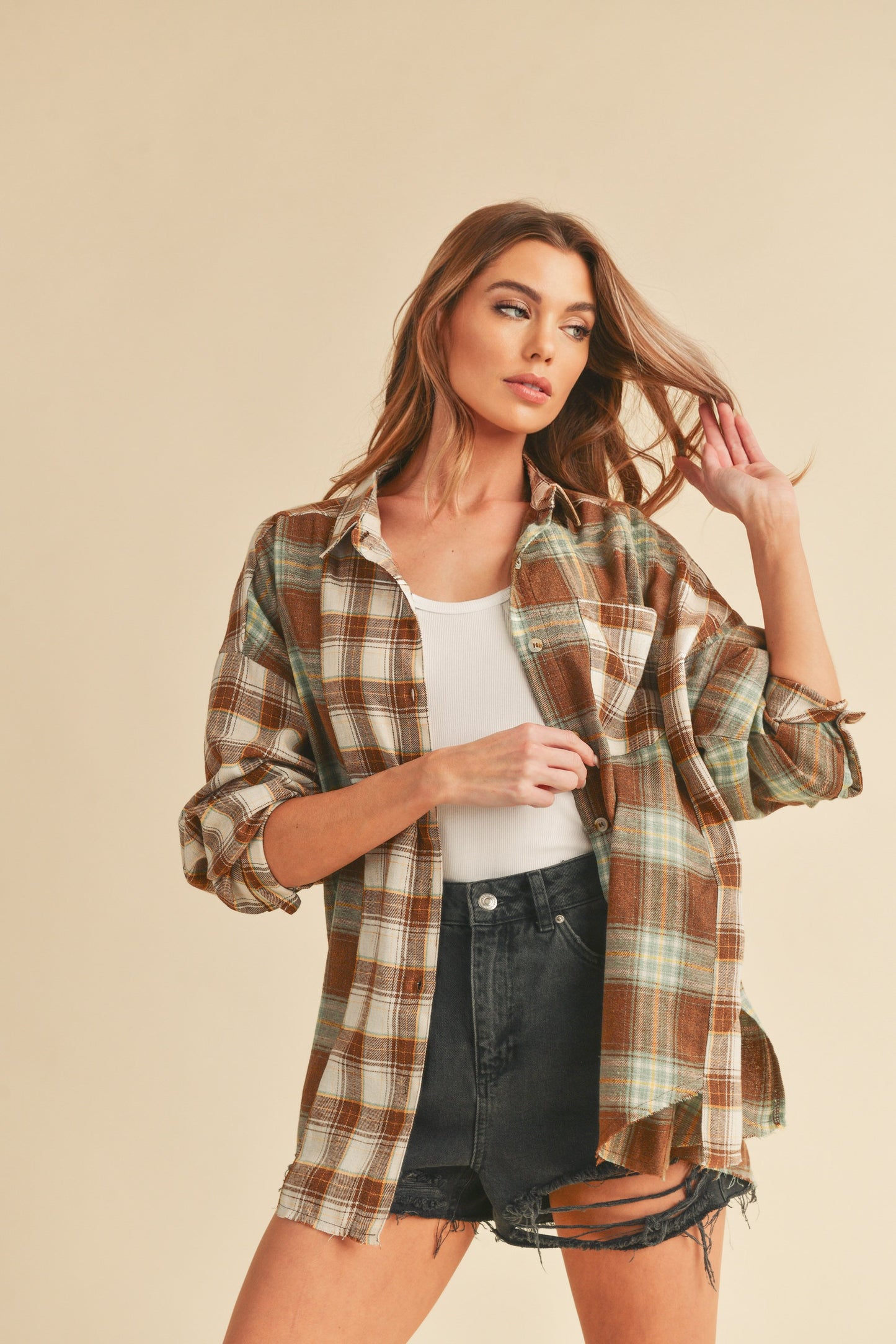 Noelle Mixed Plaid Shirt (Small to Large)