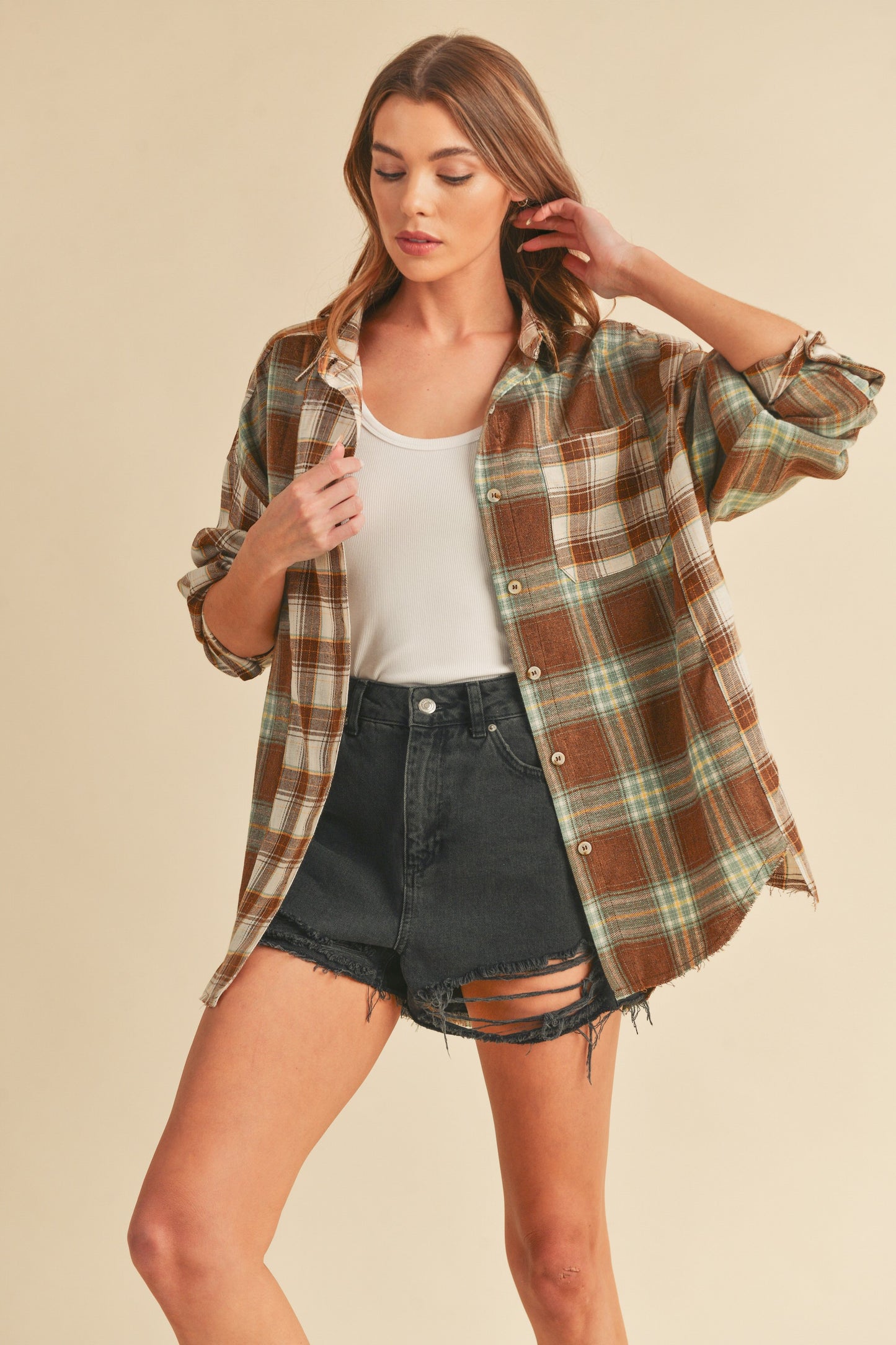 Noelle Mixed Plaid Shirt (Small to Large)