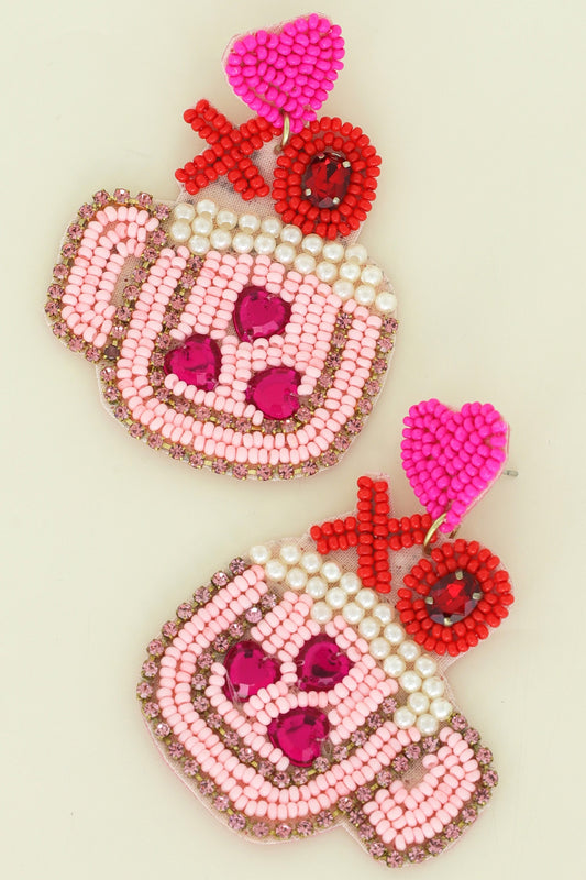 Valentine Love You Latte' Seed Bead Earrings