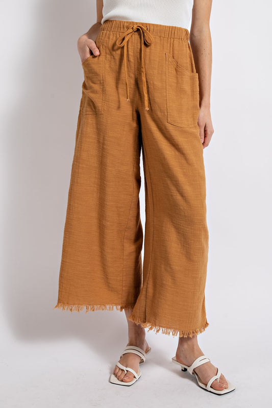 He Paid It All Cotton Merigold Frayed Pant (Small to Large)