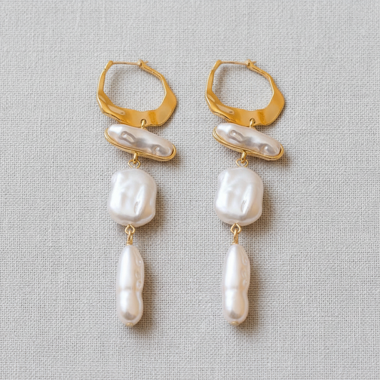 Baroque Pearl Tassel Ear Cuff Earrings