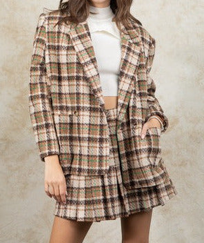 Givin' Us Vibes Taupe Preppy Plaid Shacket (Small to Large)