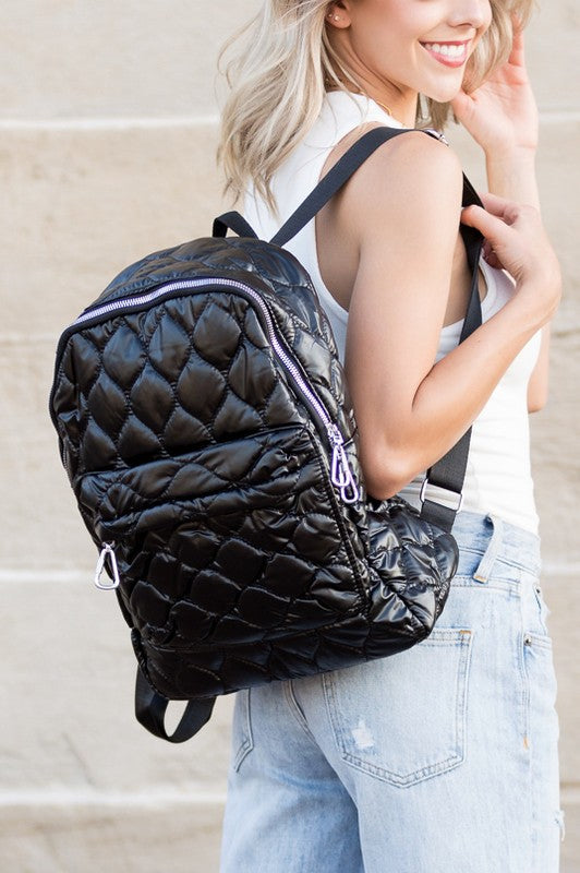 Jade Metallic Puffer Backpack