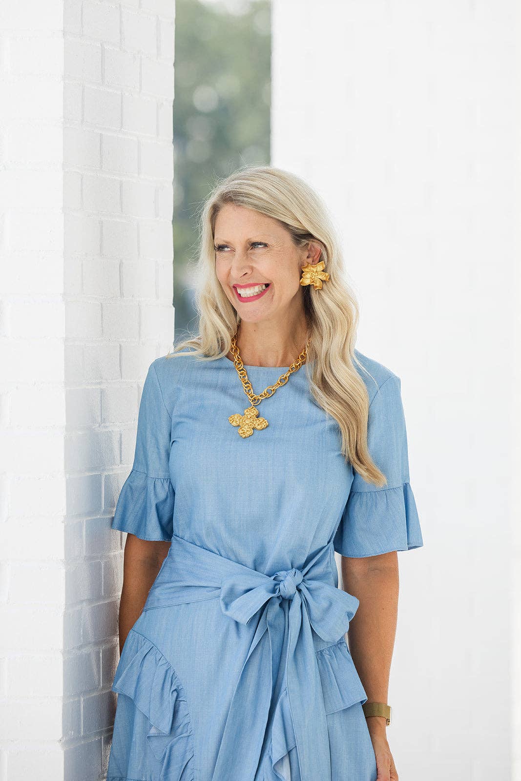 18" Double Gold Chain with Andrea Cross