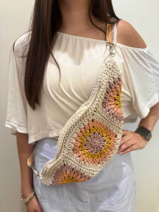 Hand Crocheted Granny Square Crossbody