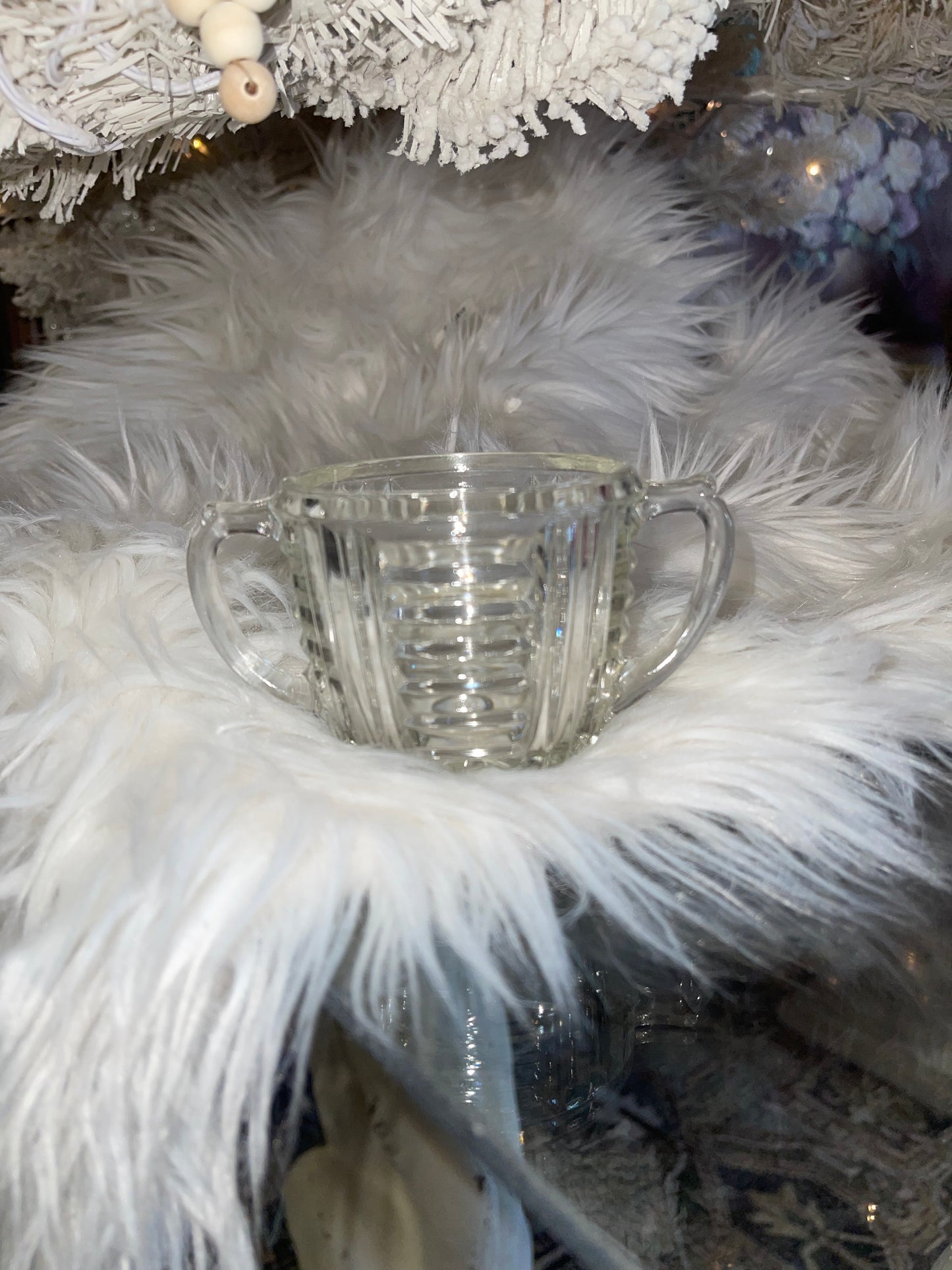 Vintage cut glass votive candle holder