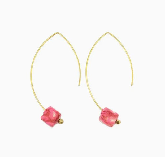 Aasha Single Bead Hooked Earrings by Anju