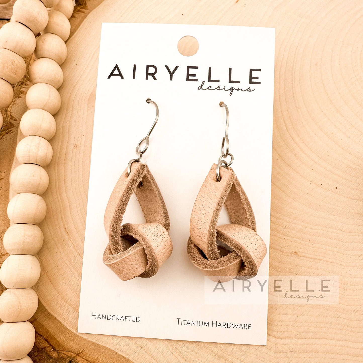 Cowhide Leather Knot Dangle Earrings