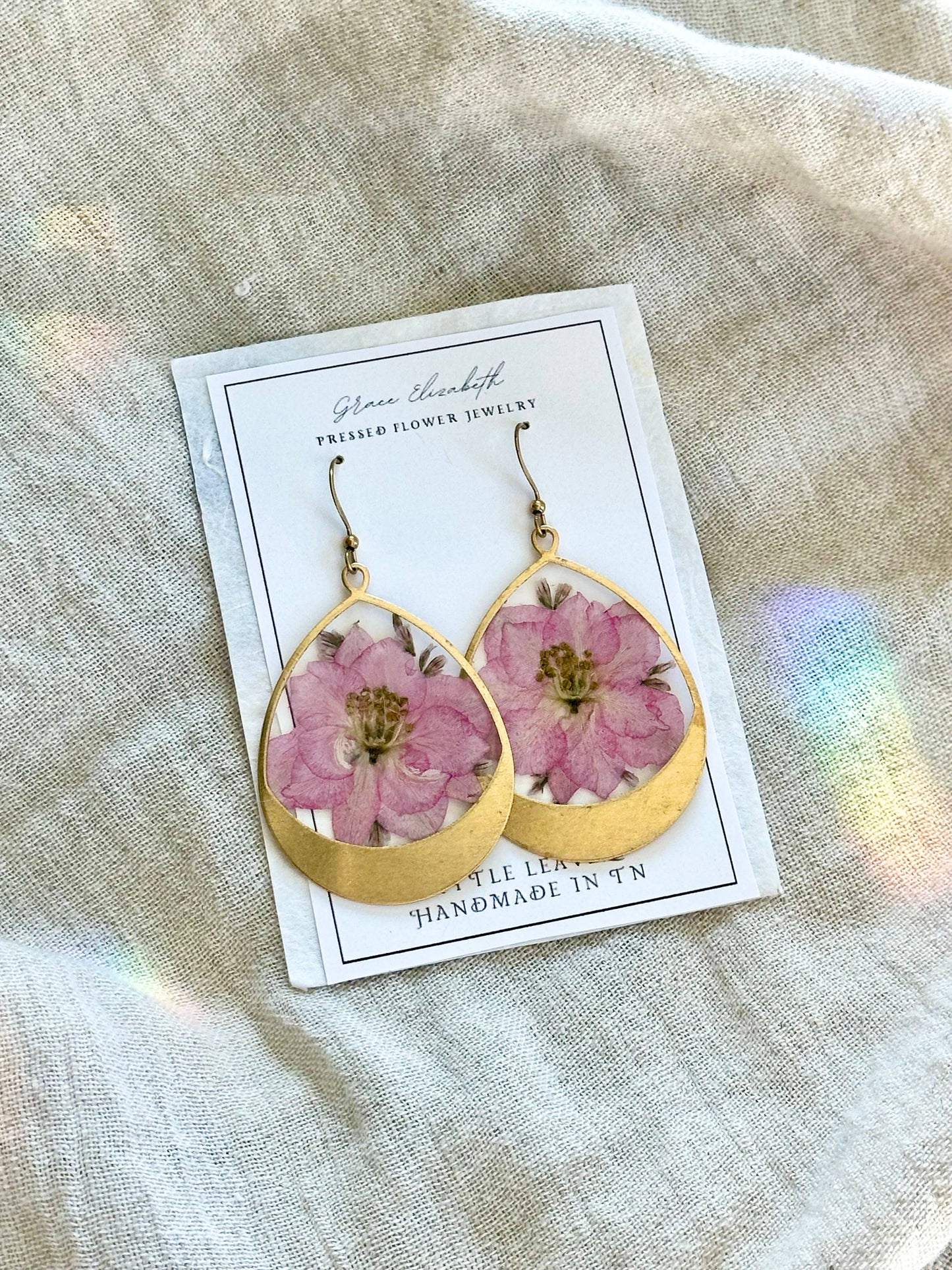 Pressed Flower Jewelry | Minimalist Jewelry | Brass Jewelry