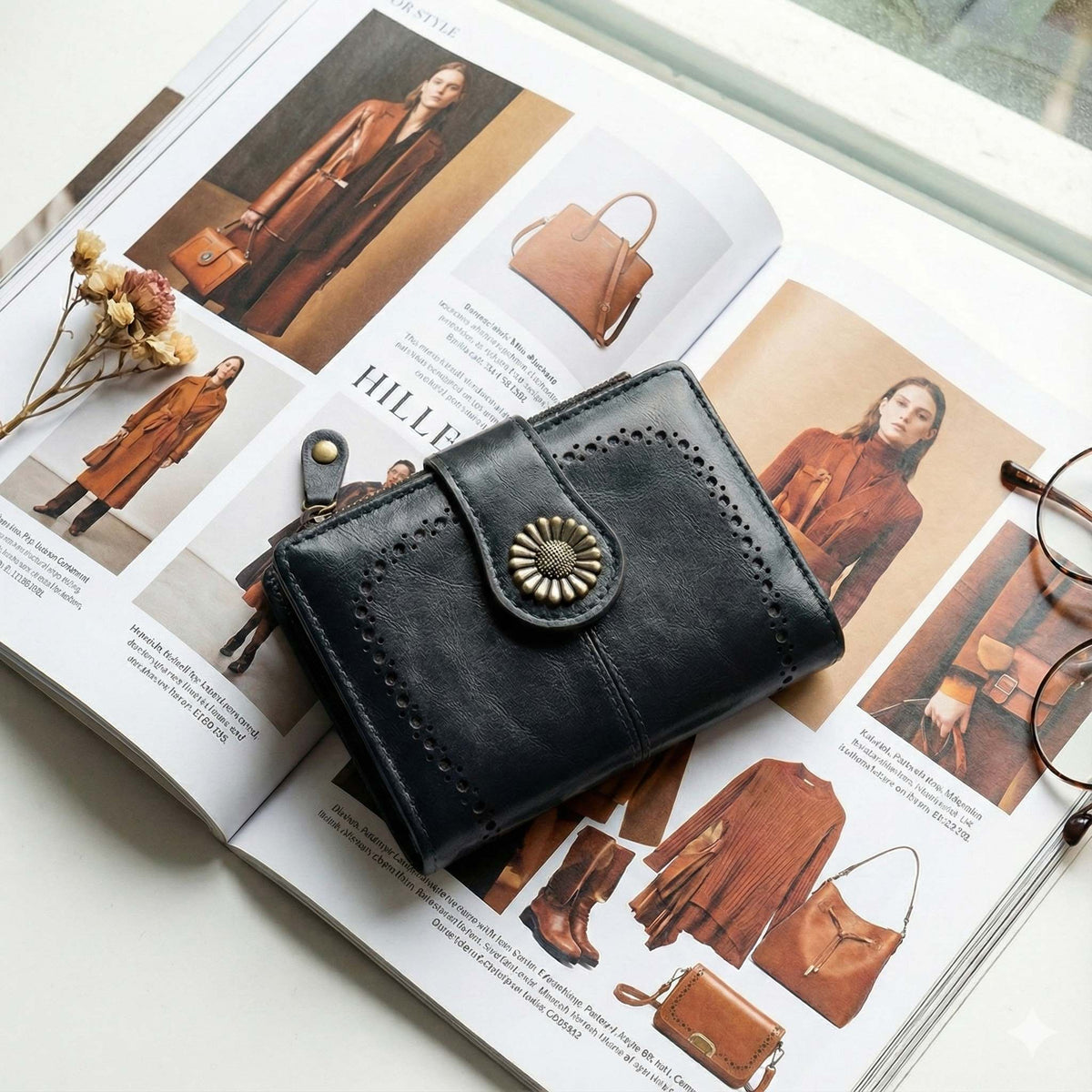 Lena Vegan Leather Laser Cut Out Detail Wallet