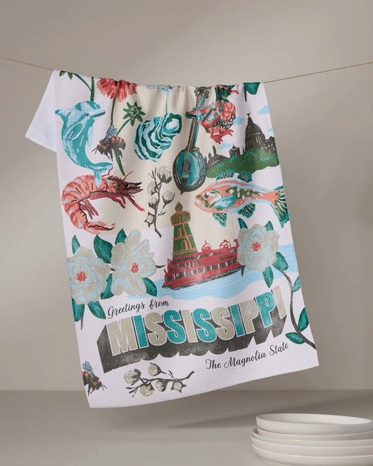 Greetings From Mississippi Tea Towel