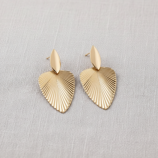 Gold Leaf Filigree Drop Earrings